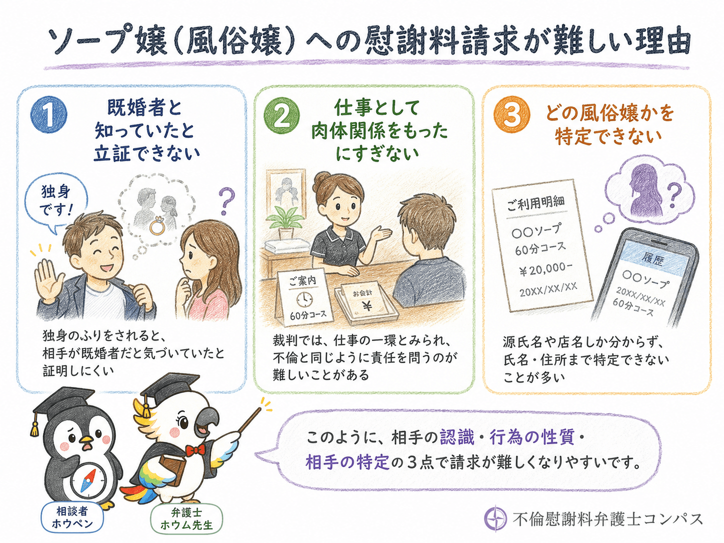 １章　ソープ嬢（風俗嬢）への慰謝料請求が難しい理由３つ